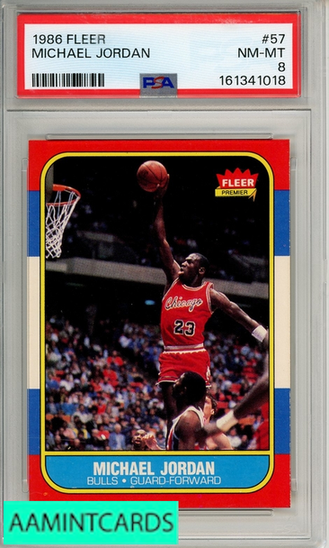 1986 FLEER MICHAEL JORDAN #57 PSA 8 NM-MT RC 161341018