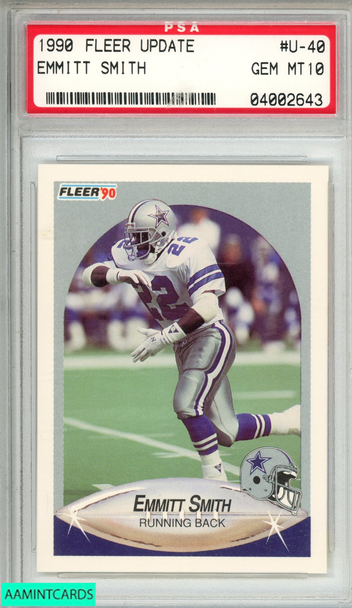 1990 FLEER UPDATE EMMITT SMITH #U-40 ROOKIE RC PSA 10 GEM MT 04002643