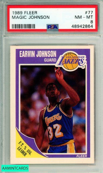 1989 FLEER MAGIC JOHNSON #77 L A  LAKERS PSA NM-MT 8 48942864 1989 FLEER MAGIC JOHNSON #77 L A  LAKERS PSA NM-MT 8 48942864