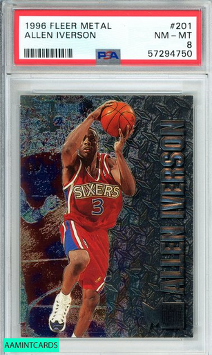1996 FLEER METAL ALLEN IVERSON #201 PHILADELPHIA 76ERS ROOKIE RC