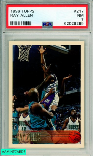 1996 TOPPS RAY ALLEN #217 ROOKIE HOF MILWAUKEE BUCKS RC PSA 7 NM