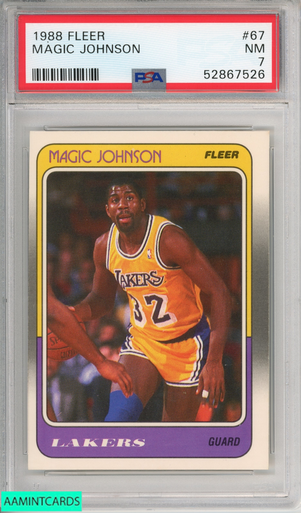 1988 FLEER MAGIC JOHNSON #67 HOF LOS ANGELES LAKERS PSA 7 NM 52867526