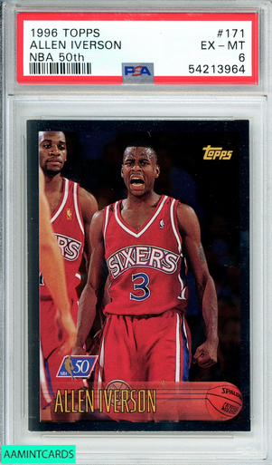 1996 TOPPS ALLEN IVERSON #171 NBA 50TH 76ERS ROOKIE