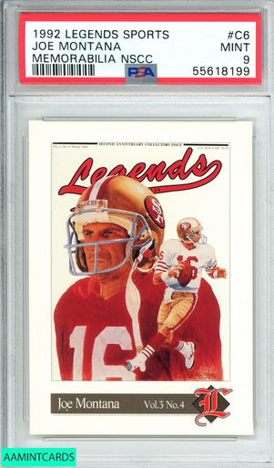 1992 LEGENDS SPORTS JOE MONTANA #C6 MEMORABILIA NSCC HOF PSA 9