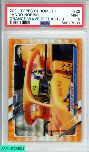 2021 TOPPS CHROME F1 LANDO NORRIS#22 ORANGE WAVE REF 25 OF 25 POP 1 PSA 9  MINT 66077031