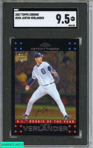 Justin Verlander Rookie Cup Trophy 2007 Topps #160, Tigers, ROY MVP CY –