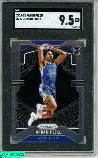 2019-20 PANINI PRIZM JORDAN POOLE #272 GOLDEN STATE WARRIORS RC SGC 9.5 MT+  7430724