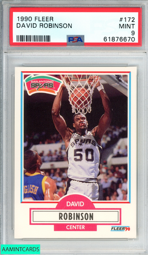 ◇ Sotheby'sオークションカタログ 1990 ロンドン◇ 1990 FLEER DAVID ROBINSON #172 SAN ANTONIO SPURS HOF PSA 9 MINT
