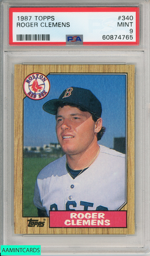 1987 TOPPS ROGER CLEMENS #340 RED SOX PSA 9 MINT 60874765 - AA