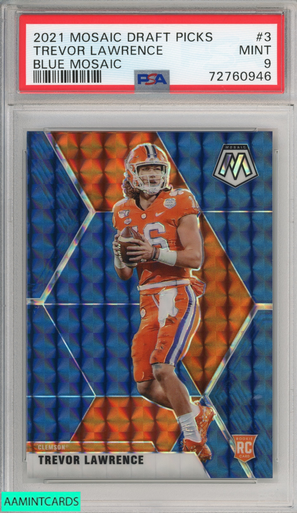 2021 PANINI MOSAIC DRAFT PICKS TREVOR LAWRENCE #3 BLUE 43 OF 75 RC 2021 PANINI MOSAIC DRAFT PICKS TREVOR LAWRENCE #3 BLUE 43 OF 75 RC