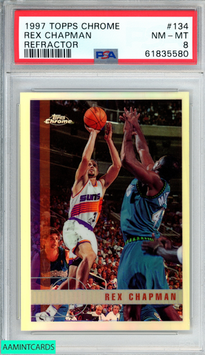 1997 TOPPS CHROME REX CHAPMAN #134 REFRACTOR PHOENIX SUNS PSA 8 NM