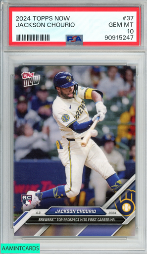 2024 TOPPS NOW JACKSON CHOURIO #37 ROOKIE RC MILWAUKEE BREWERS PSA 