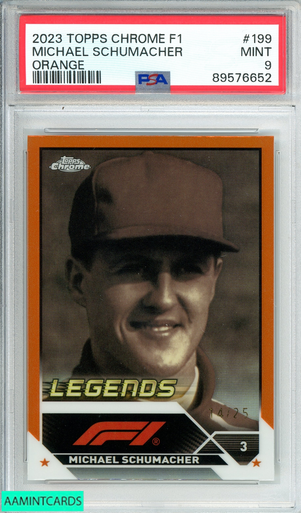 2023 TOPPS CHROME FORMULA 1 MICHAEL SCHUMACHER #199 ORANGE PSA 9