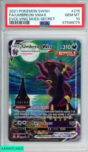 ブラッキー旧裏PSA10 　umbreon gem-mint　pokemon PSA 10 GEM MINT Umbreon VMAX 173/132 cs4aC Hyper Alt Art