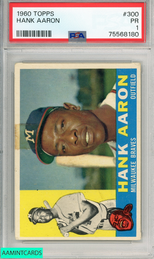 topps 47 HANK AARON 野球カード 1960 TOPPS HANK AARON #300 PSA 1 PR 75568180 - AA Mint Cards