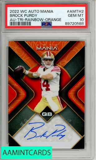 tipToe. ポイントカード 2022 WILD CRD AUTO MANIA BROCK PURDY #AMTH2 RAINBOW-ORANGE PSA 10