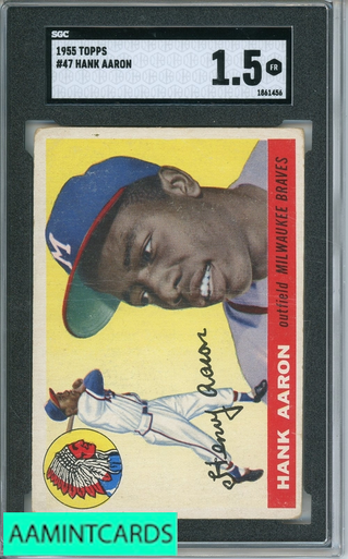 topps 47 HANK AARON 野球カード 1955 Topps #47 Hank Aaron SGC 1 Vintage HOF Baseball Card (9192