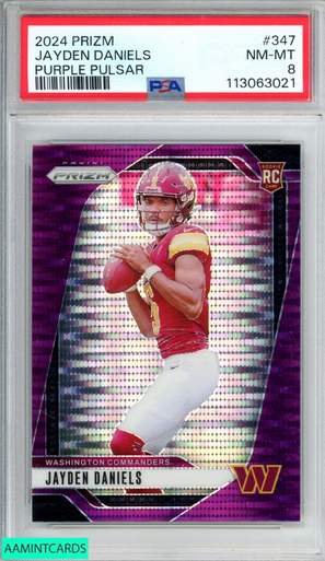 2024 PANINI PRIZM JAYDEN DANIELS #347 PURPLE PULSAR ROOKIE RC PSA