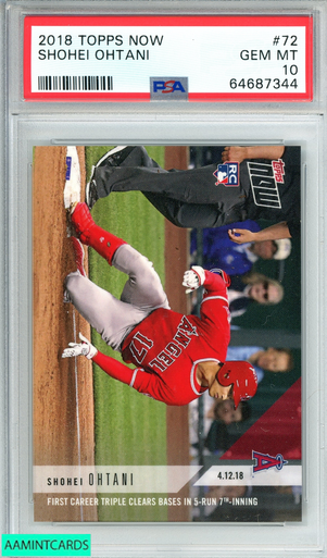 2018 TOPPS NOW SHOHEI OHTANI #72 ROOKIE PSA 10 GEM MT