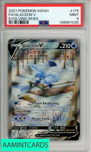 2021 POKEMON SWORD SHIELD EVOLVING SKIES FA GLACEON V #175 PSA 9