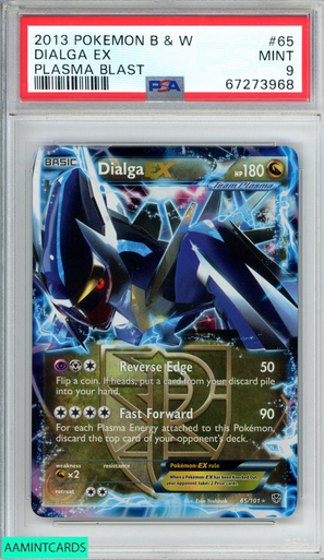 2013 POKEMON BLACK AND WHITE PLASMA BLAST DIALGA EX #65 PSA 9 MINT
