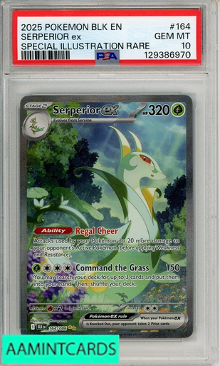 2025 POKEMON BLK EN-BLACK BOLT SERPERIOR EX #164 SIR PSA 10 GEM MT