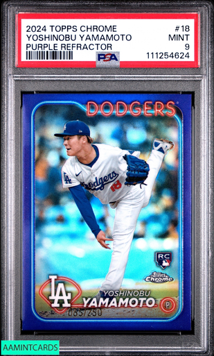 2024 TOPPS CHROME YOSHINOBU YAMAMOTO #18 PURPLE 65 OF 250 ROOKIE
