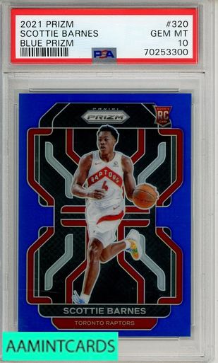 2021 PANINI PRIZM SCOTTIE BARNES #320 BLUE PRIZM PSA 10 GEM MT