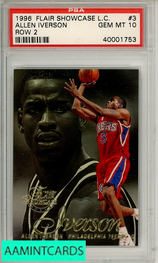 1996 FLAIR SHOWCASE LEGACY COLLECTION ALLEN IVERSON #3 ROW 2 PSA