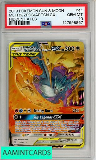 2019 POKEMON SUN MOON HIDDEN FATES MLTRS ZPDS ARTCN GX #44 PSA 10