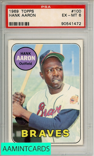 1969 TOPPS HANK AARON #100 PSA 6 EX-MT 90541472 - AA Mint Cards