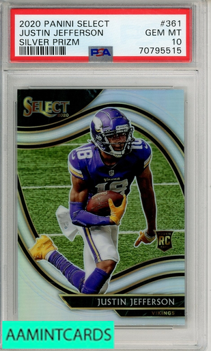 2020 PANINI SELECT JUSTIN JEFFERSON #361 SILVER PRIZM PSA 10 GEM