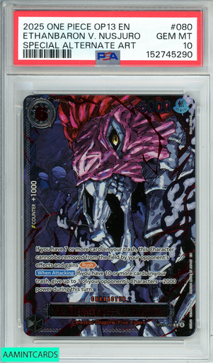 2025 ONE PIECE OP13 ETHANBARON V NUSJURO #080 SP ALT ART PSA 10