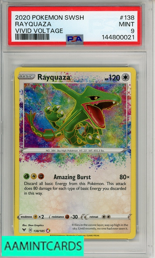 2020 POKEMON SWORD SHIELD VIVID VOLTAGE RAYQUAZA #138 PSA 9 MINT
