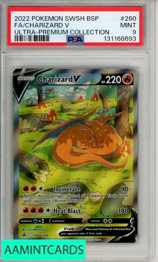 2022 POKEMON SWSH BLACK STAR PROMO FA CHARIZARD V #260 UPC PSA 9