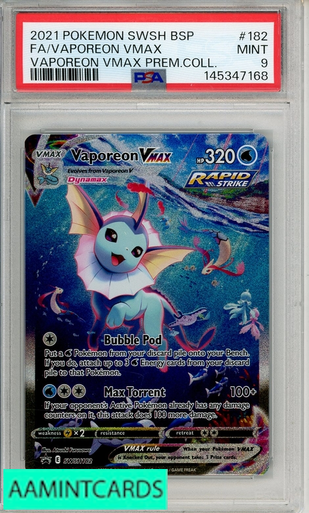 2021 POKEMON SWSH BLACK STAR PROMO FA VAPOREON VMAX #182 PREM COLL