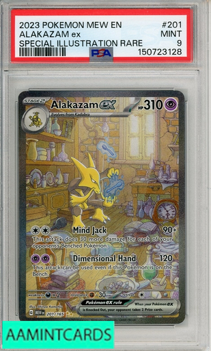 2023 POKEMON MEW EN-151 ALAKAZAM EX #201 SPL ILLUSTRATION RARE PSA