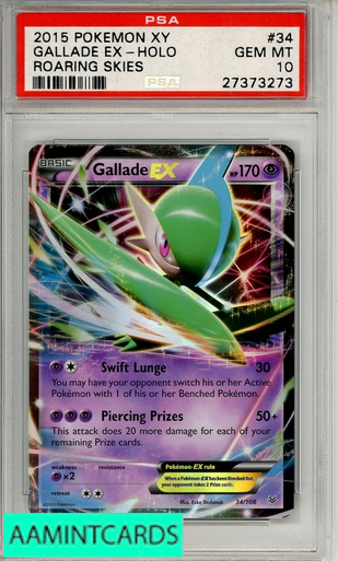 2015 POKEMON XY ROARING SKIES GALLADE EX #34 ROARING SKIES PSA 10