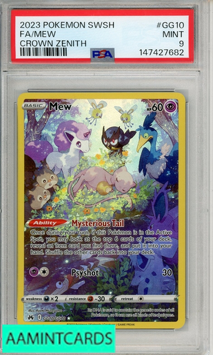 2023 POKEMON SWORD AND SHIELD CROWN ZENITH FA MEW #GG10 PSA 9 MINT