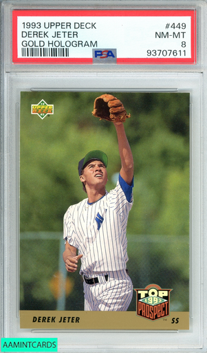 1993 UPPER DECK DEREK JETER #449 GOLD HOLOGRAM ROOKIE PSA 8 NM-MT
