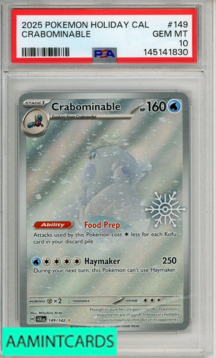 2025 POKEMON HOLIDAY CALENDAR CRABOMINABLE #149 PSA 10 GEM MT