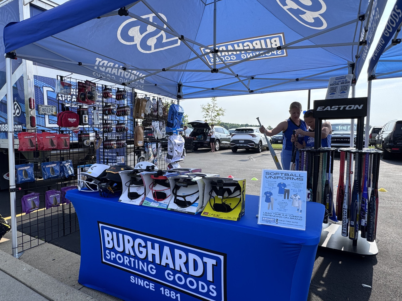 Burghardt Sporting Goods pop-up retail booth at a tournament