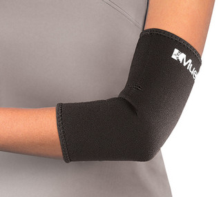 A compression arm sleeve over an elbow
