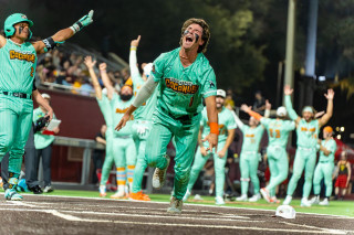 A walk-off win celebration at a Loco Beach Coconuts game