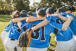 Baseball team equipment and uniforms organized for the season