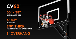 CV60 Basketball Hoop with Product information.
