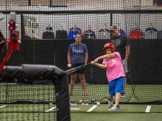 Inside the HitTrax Cage during our Homerun Derby and Skills Combine