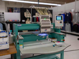 The embroidery machine for our Homebase Bash