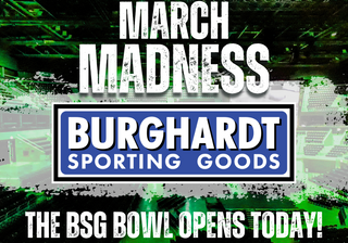 Image that says 'March Madness' and has the Burghardt Sporting Goods Logo below it