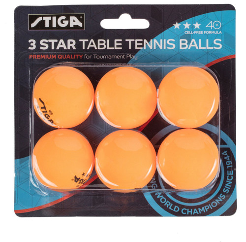 Stiga T1436 3-Star Table Tennis Balls 6-Pack